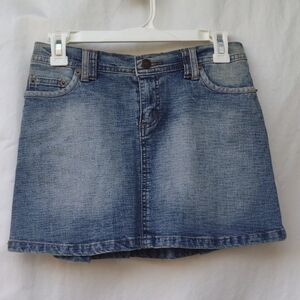 Victory Viky Jean Back Pleat Mini Skirt Medium